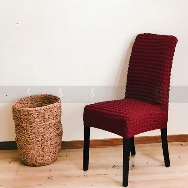 Fitted Style Bubble Stuff Chair Cover (Maroon Color)