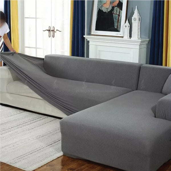 L-Shape Fitted Sofa Cover (Grey Color)