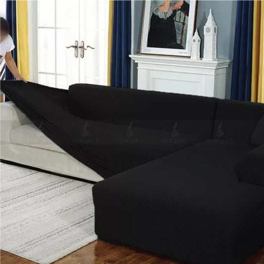 L-Shape Fitted Sofa Cover (Black Color)