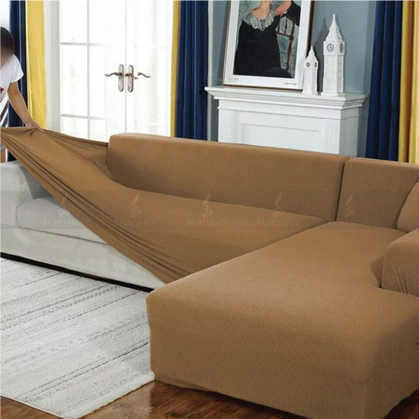 L-Shape Fitted Sofa Cover (Copper Color)