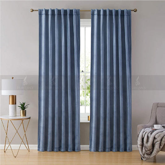 Premium Velvet Curtains (Light Blue Color)