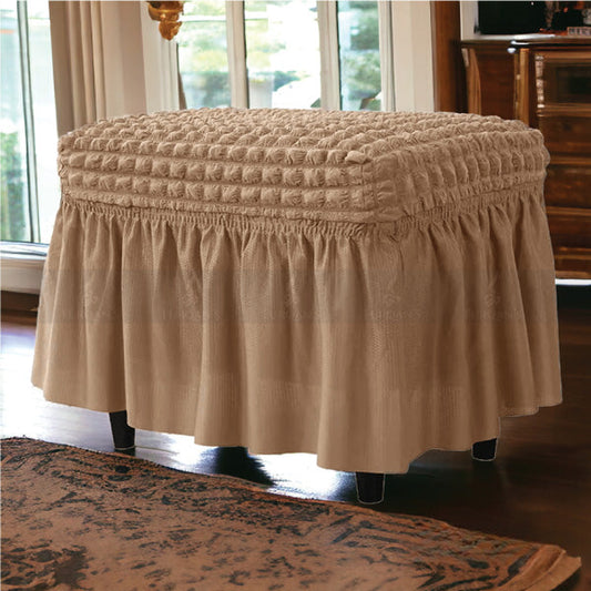 Rectangle Bubble Stuff Frill Style Stool Cover (Beige Color)