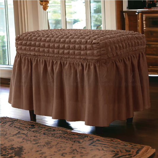 Rectangle Bubble Stuff Frill Style Stool Cover (Brown Color)