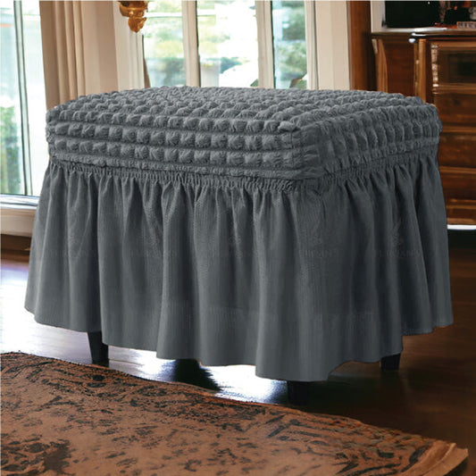 Rectangle Bubble Stuff Frill Style Stool Cover (Grey Color)