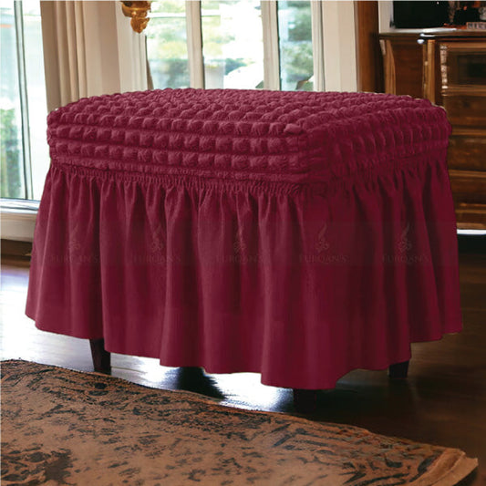 Rectangle Bubble Stuff Frill Style Stool Cover (Maroon Color)