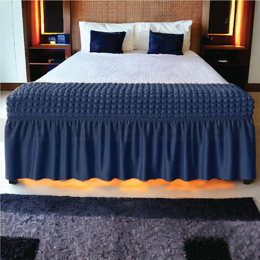 Rectangle Frill Style Bedroom Puffy Cover (Blue Color)