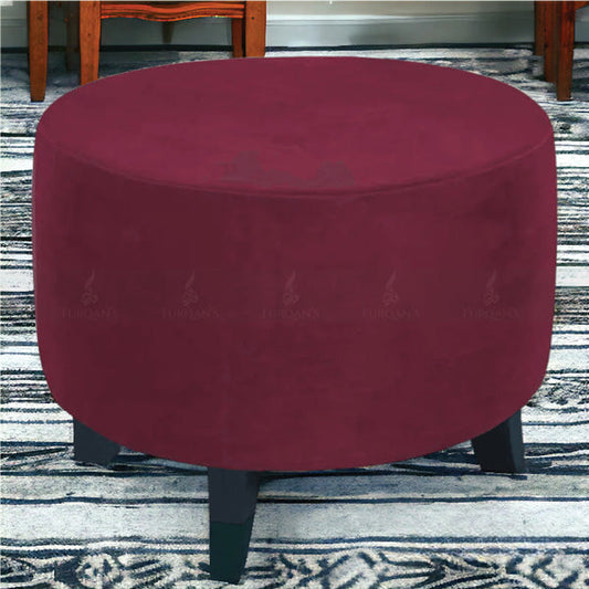 Round Elastic Velvet Puffy Cover (Maroon Color)