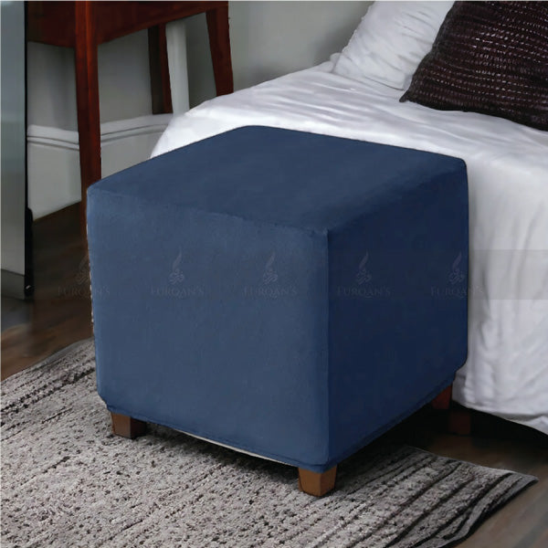 Square Elastic Velvet Puffy Cover (Blue Color)