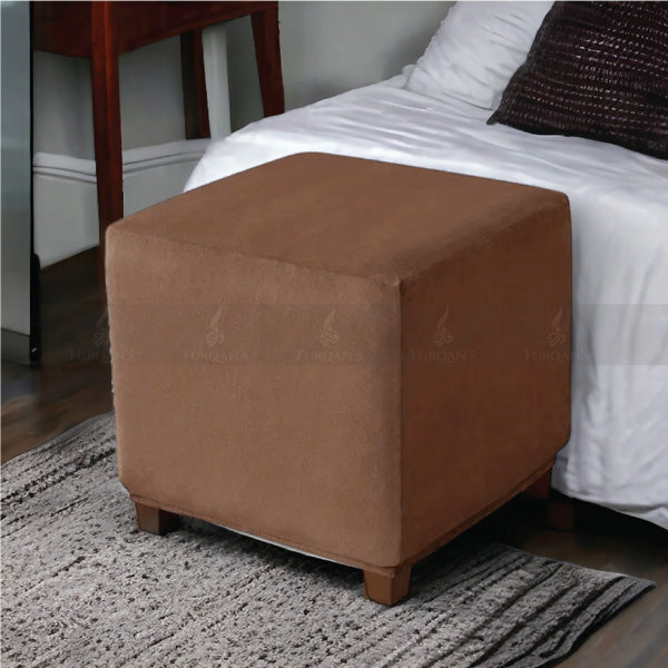 Square Elastic Velvet Puffy Cover (Copper Brown Color)