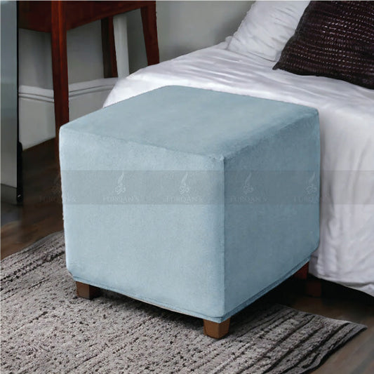 Square Elastic Velvet Puffy Cover (Light Blue Color)