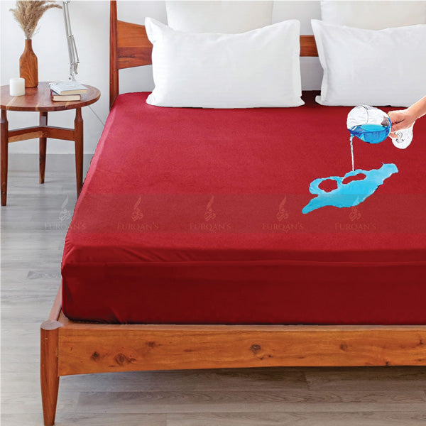 Waterproof Mattress Cover (Maroon Color)