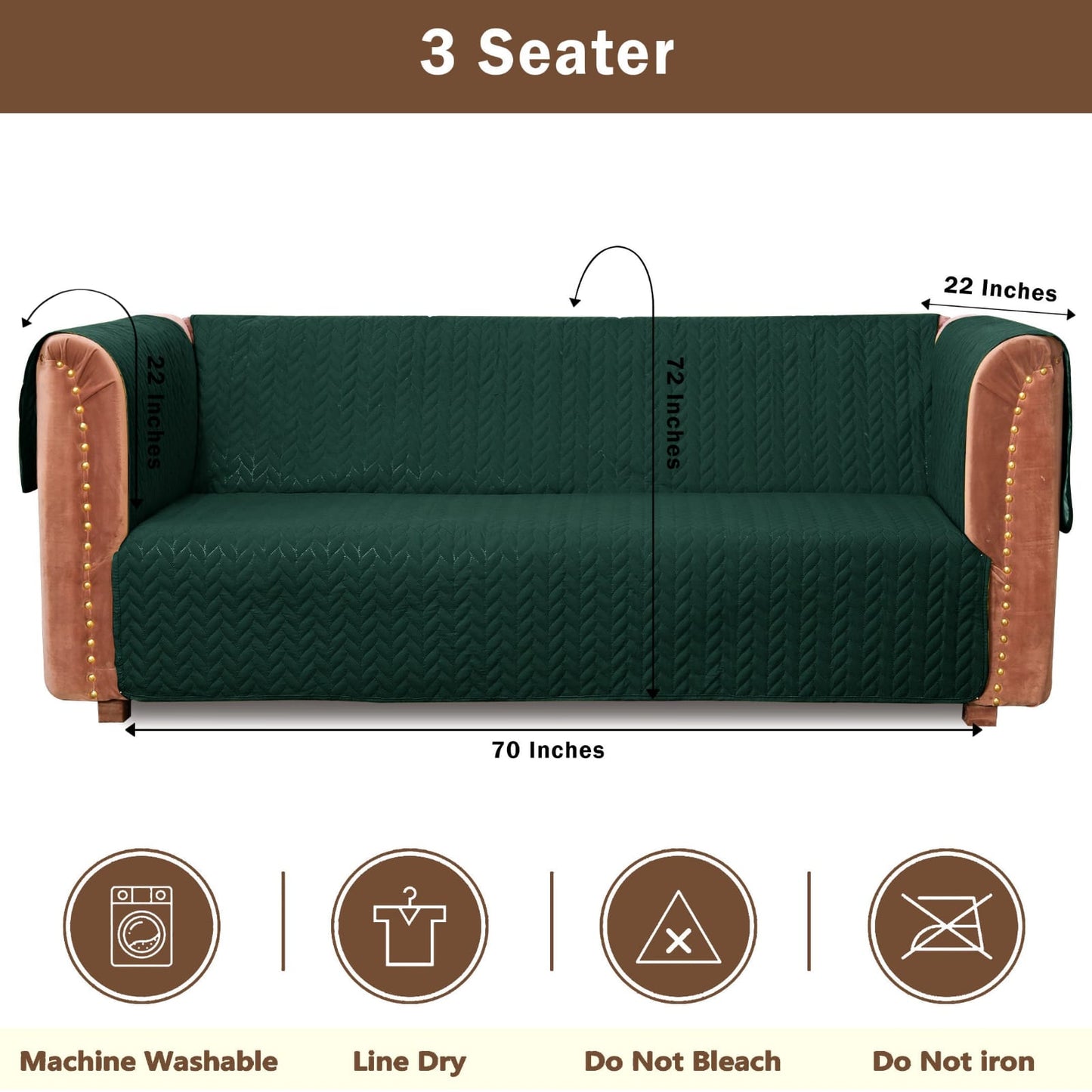 Ultrasonic Quilted Cotton Sofa Protector - Green