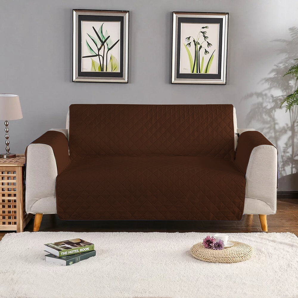 Cotton Quilted Sofa Cover – Dark Brown Color